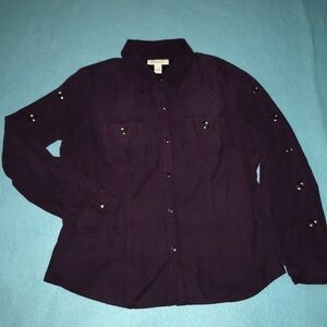 𝅺DRESSBARN faux suede top circle cutouts down sleeves vintage 80’s size M